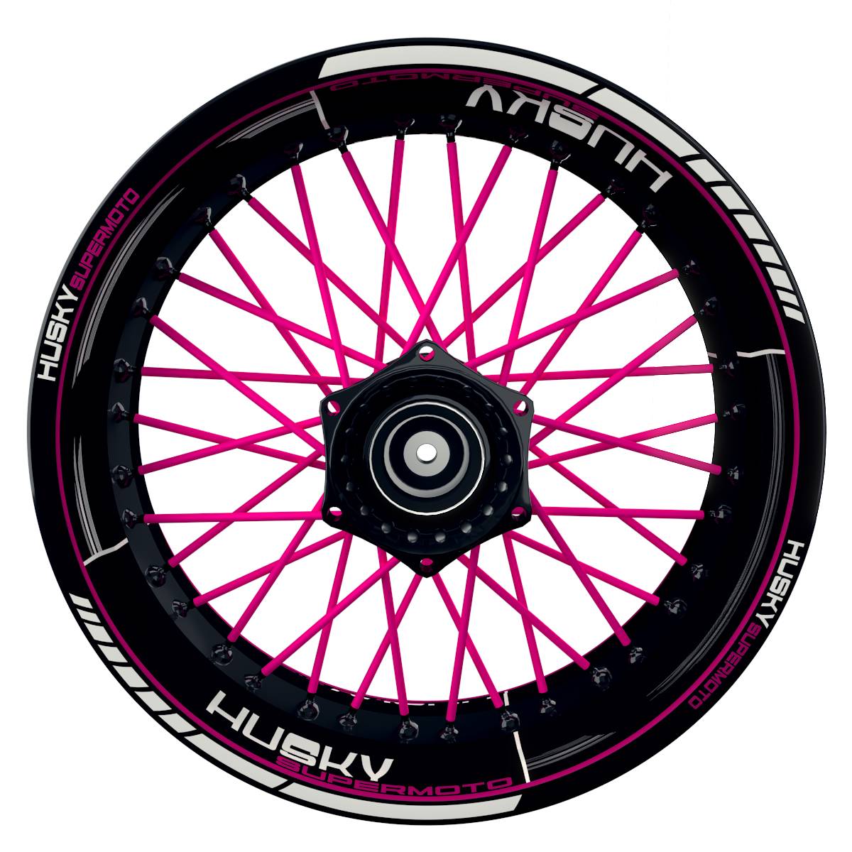 HuskySUPERMOTO Scratched schwarz pink Wheelsticker Felgenaufkleber