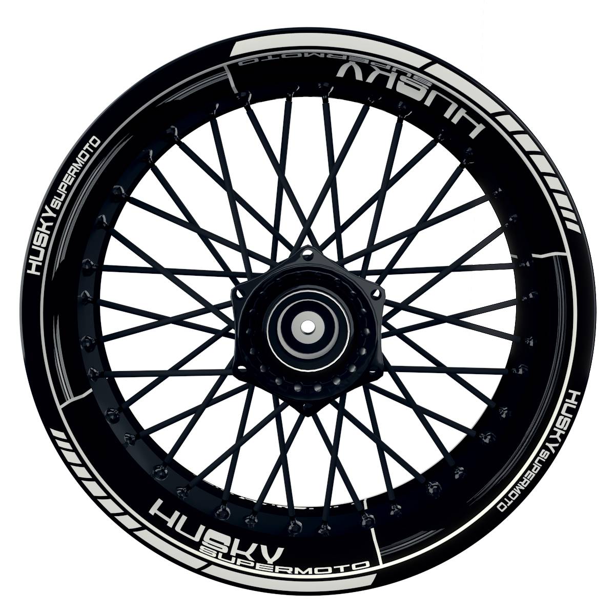 HuskySUPERMOTO Scratched schwarz weiss Wheelsticker Felgenaufkleber