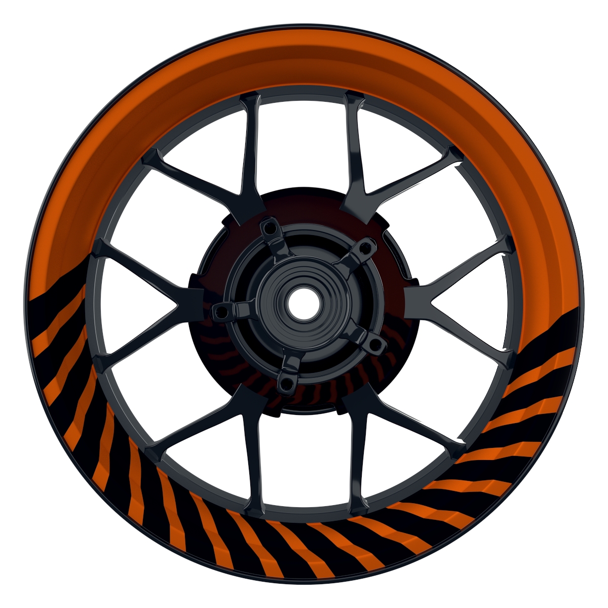 Hypnotic schwarz orange Wheelsticker Felgenaufkleber