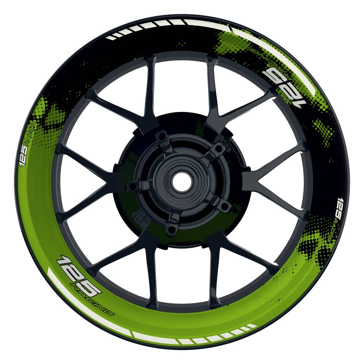 KTM 125RACING Dots schwarz gruen Wheelsticker Felgenaufkleber