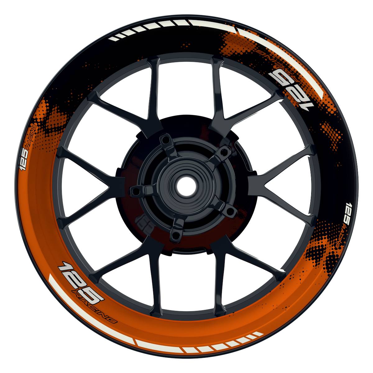 KTM 125RACING Dots schwarz orange Wheelsticker Felgenaufkleber