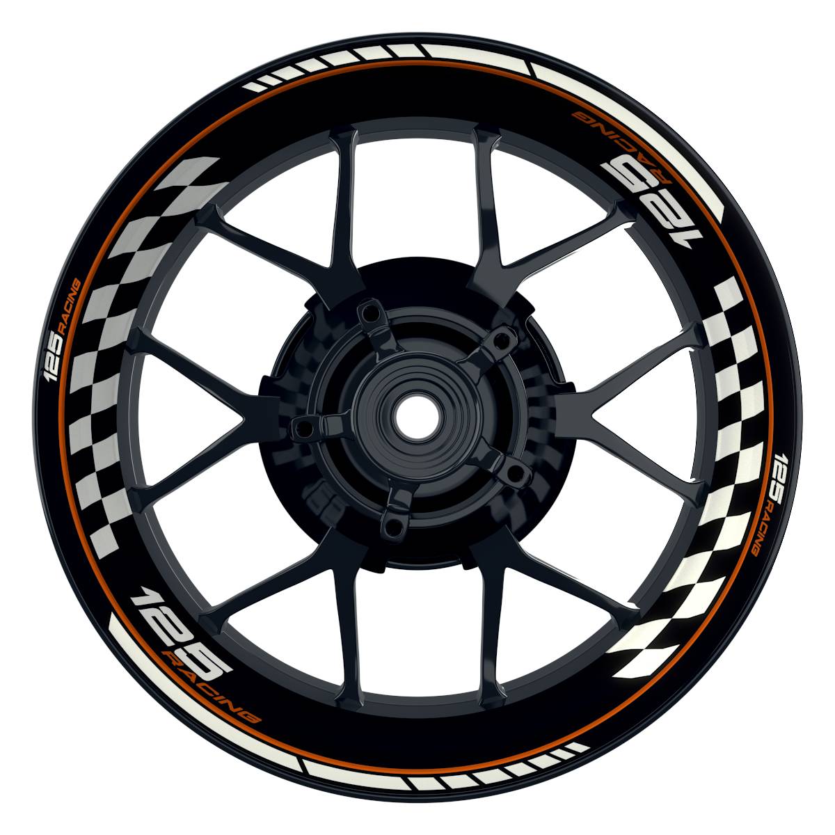 KTM 125RACING Grid schwarz orange Wheelsticker Felgenaufkleber