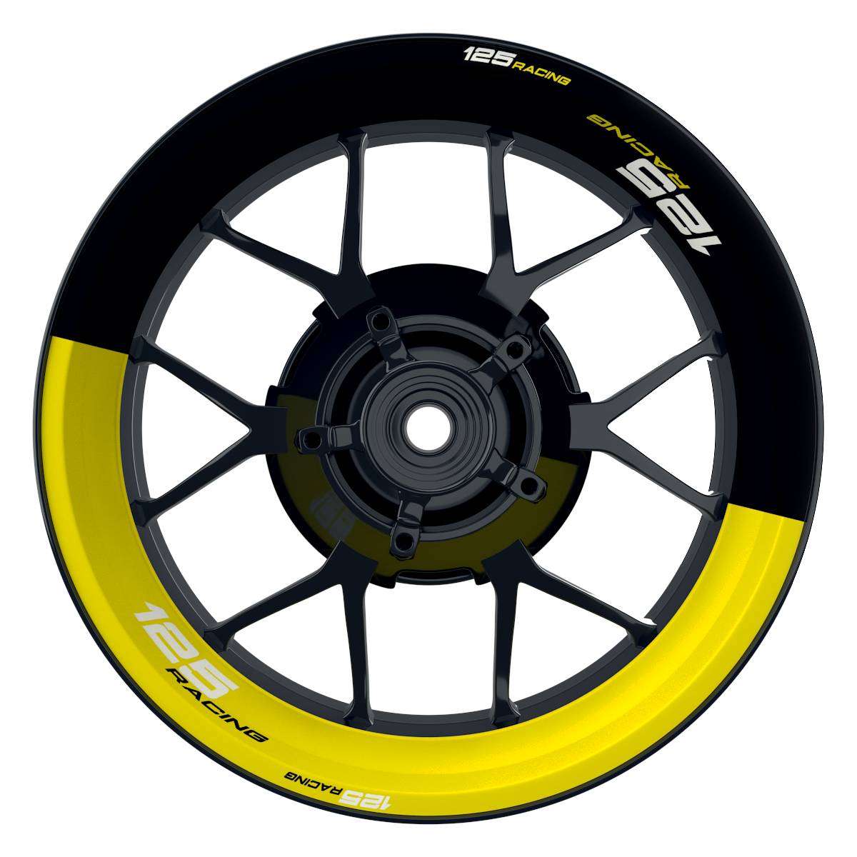 KTM 125RACING Halb halb schwarz gelb Wheelsticker Felgenaufkleber