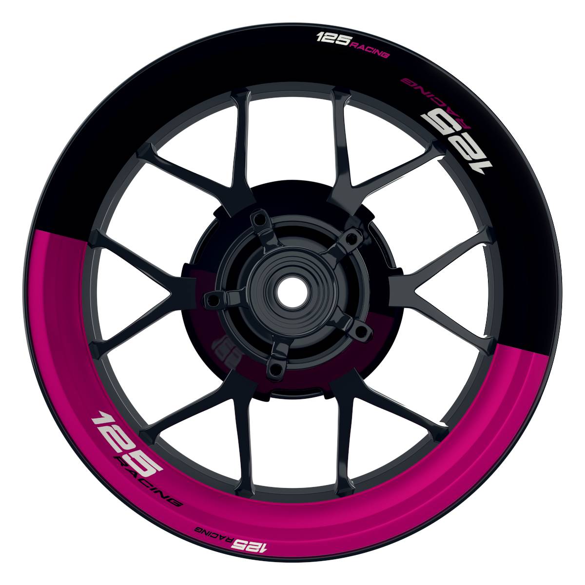 KTM 125RACING Halb halb schwarz pink Wheelsticker Felgenaufkleber