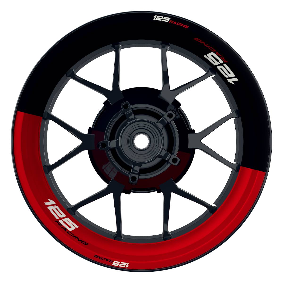KTM 125RACING Halb halb schwarz rot Wheelsticker Felgenaufkleber