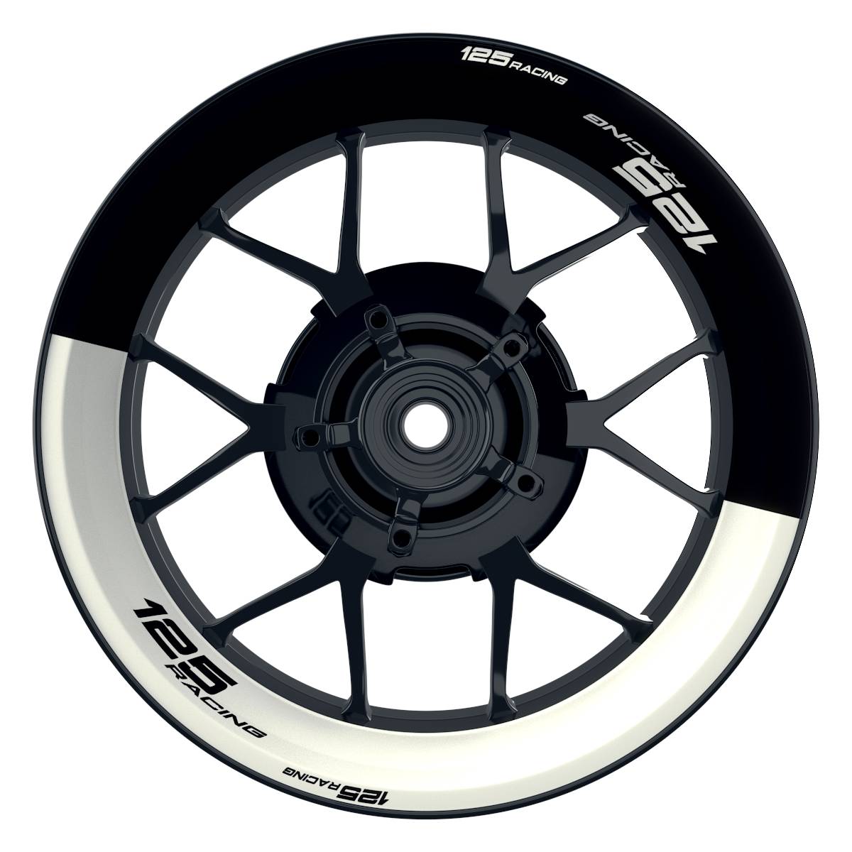KTM 125RACING Halb halb schwarz weiss Wheelsticker Felgenaufkleber