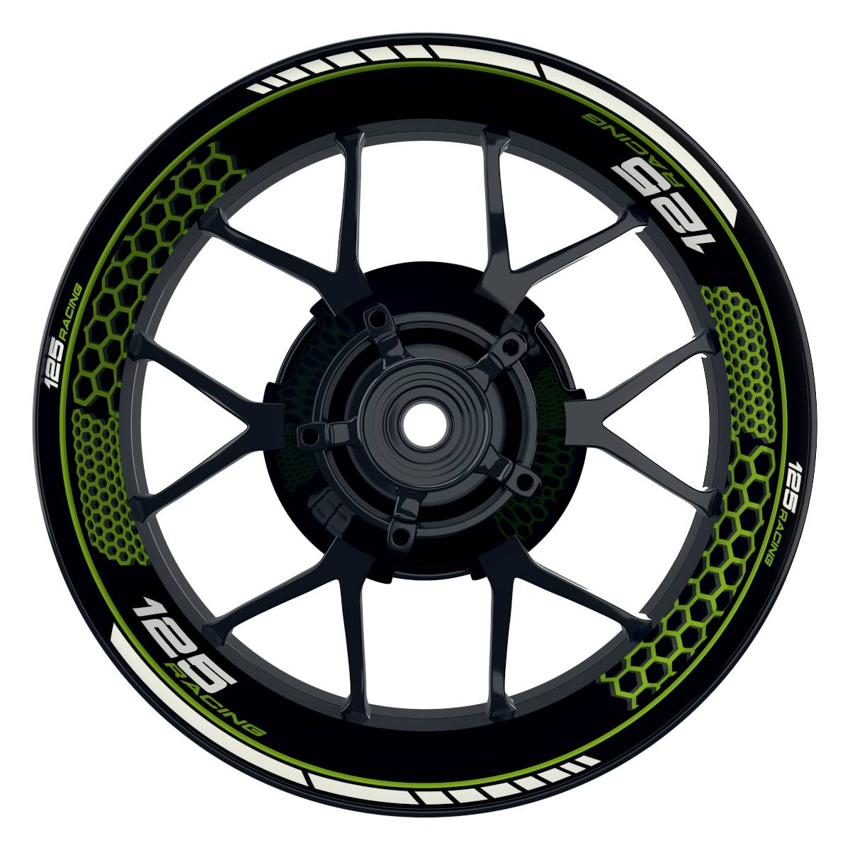 KTM 125RACING Hexagon schwarz gruen Wheelsticker Felgenaufkleber