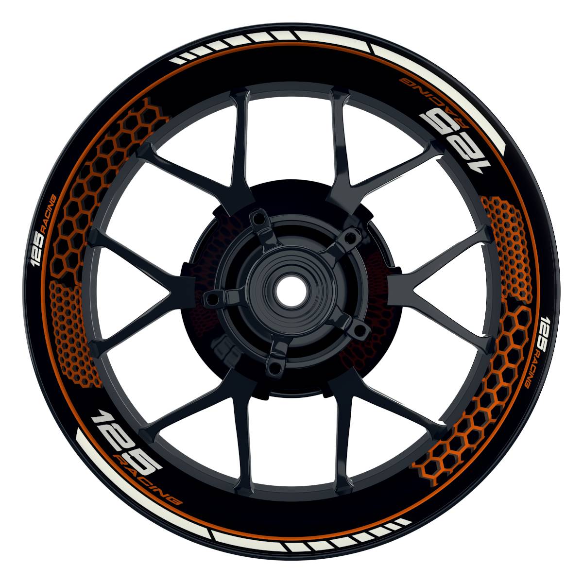 KTM 125RACING Hexagon schwarz orange Wheelsticker Felgenaufkleber