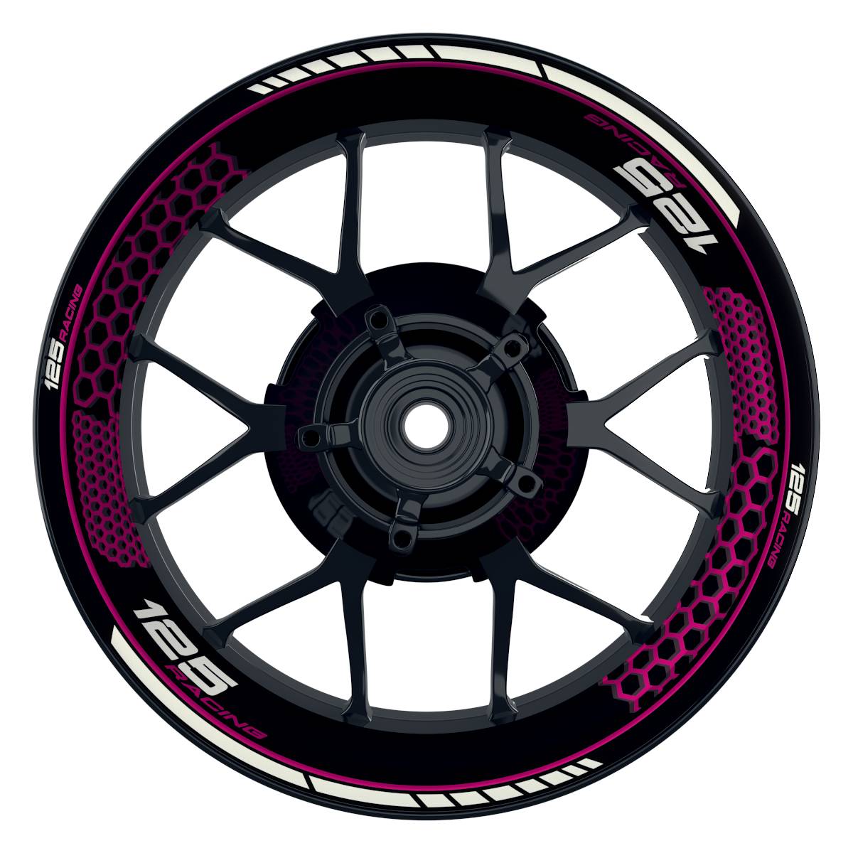 KTM 125RACING Hexagon schwarz pink Wheelsticker Felgenaufkleber