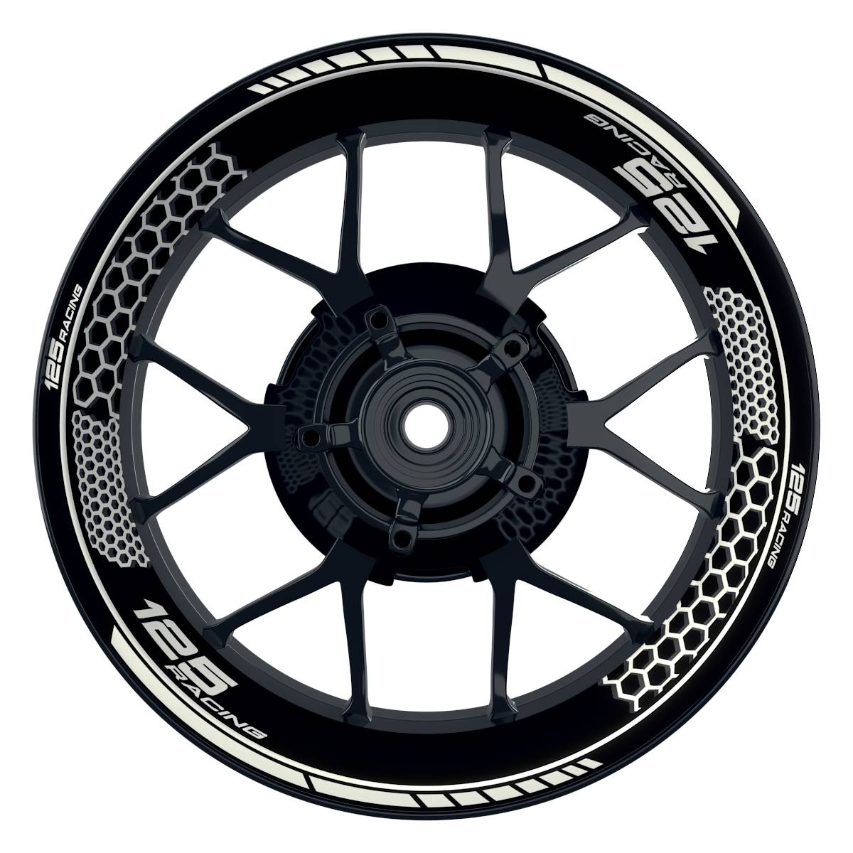 KTM 125RACING Hexagon schwarz weiss Wheelsticker Felgenaufkleber