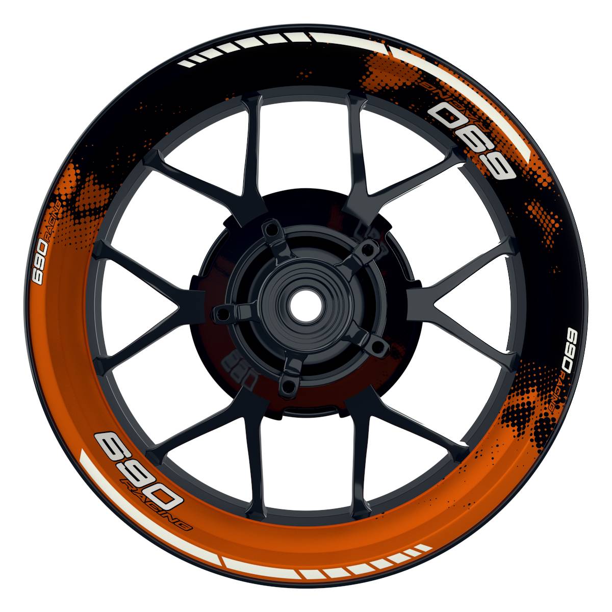 KTM 690RACING Dots schwarz orange Wheelsticker Felgenaufkleber