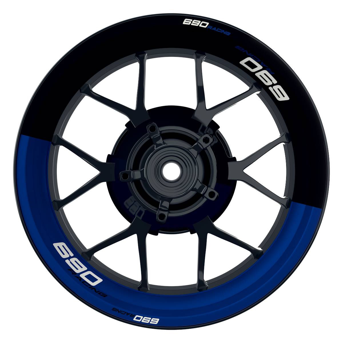 KTM 690RACING Halb halb schwarz blau Wheelsticker Felgenaufkleber