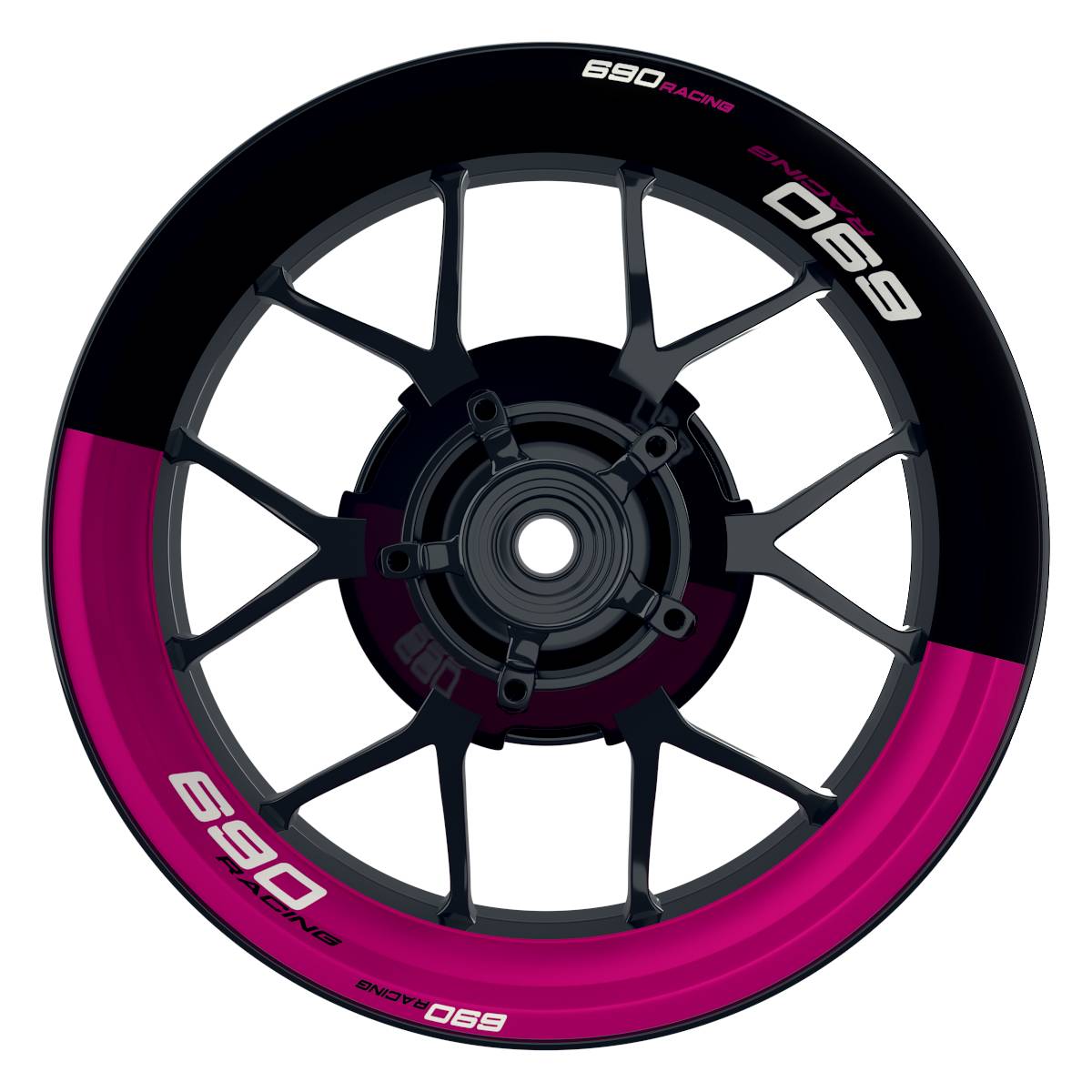 KTM 690RACING Halb halb schwarz pink Wheelsticker Felgenaufkleber