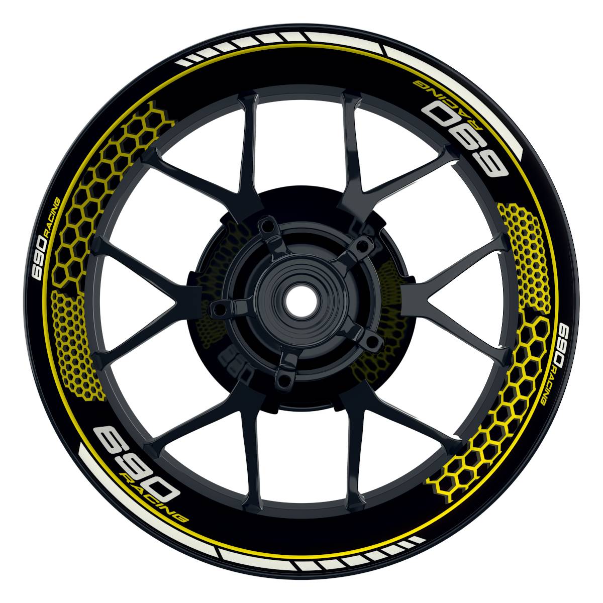 KTM 690RACING Hexagon schwarz gelb Wheelsticker Felgenaufkleber