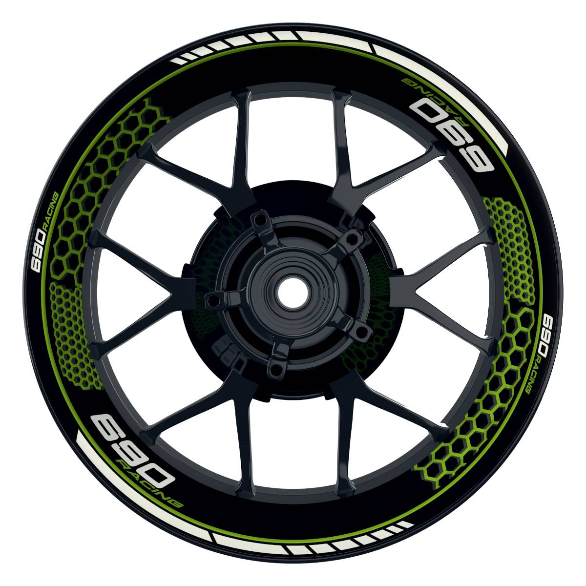 KTM 690RACING Hexagon schwarz gruen Wheelsticker Felgenaufkleber