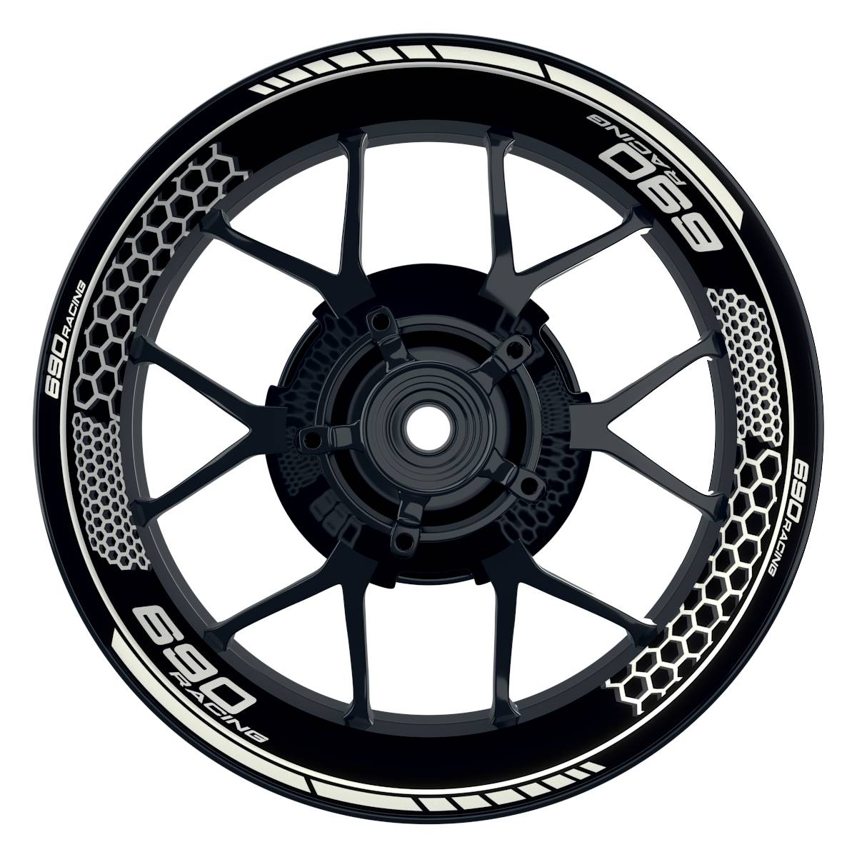 KTM 690RACING Hexagon schwarz weiss Wheelsticker Felgenaufkleber
