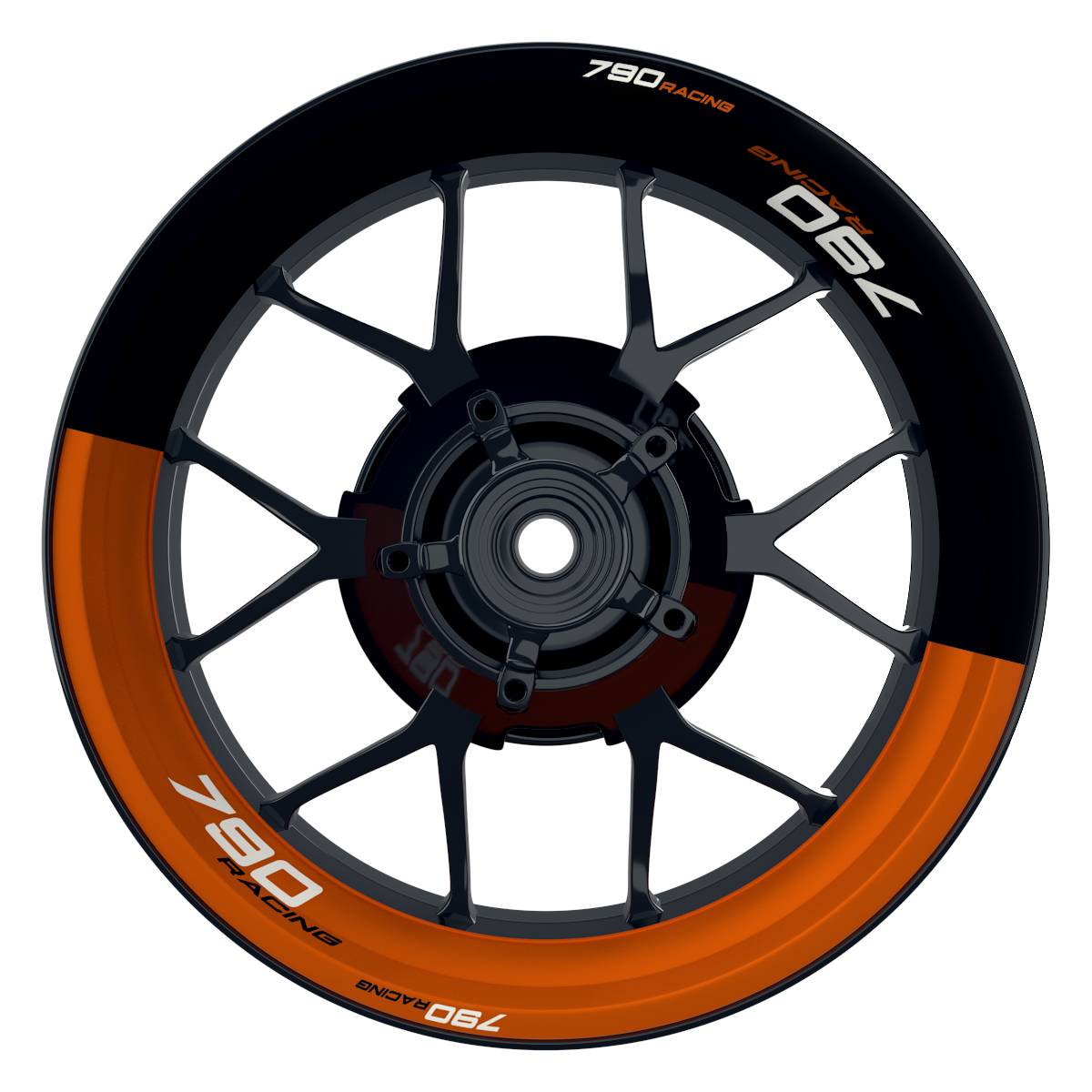 KTM 790RACING Halb halb schwarz orange Wheelsticker Felgenaufkleber