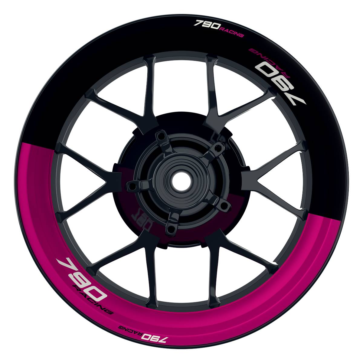 KTM 790RACING Halb halb schwarz pink Wheelsticker Felgenaufkleber