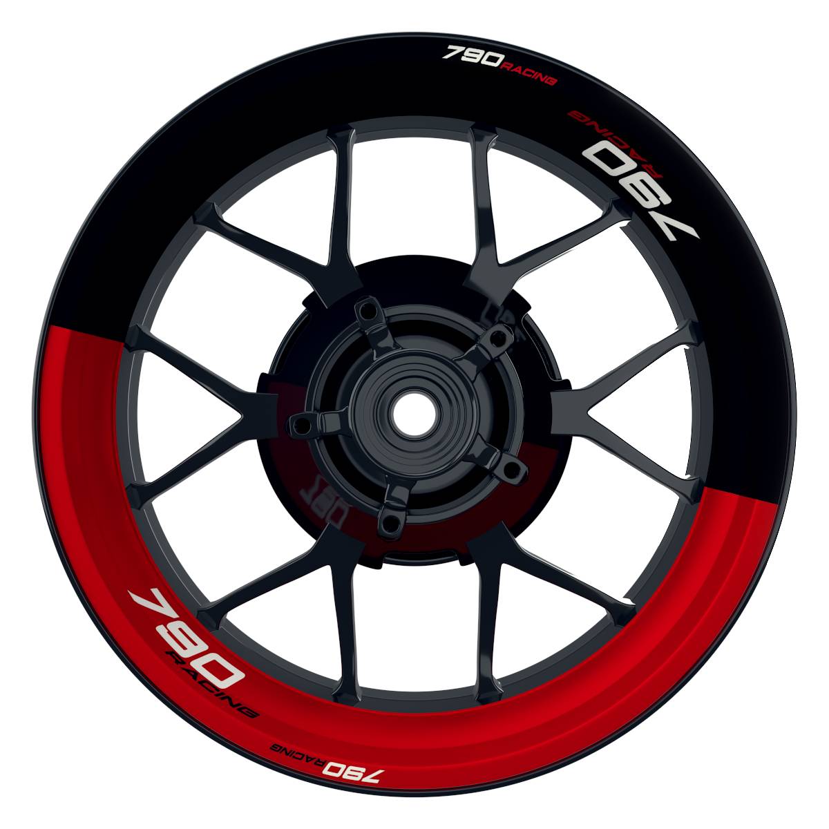 KTM 790RACING Halb halb schwarz rot Wheelsticker Felgenaufkleber