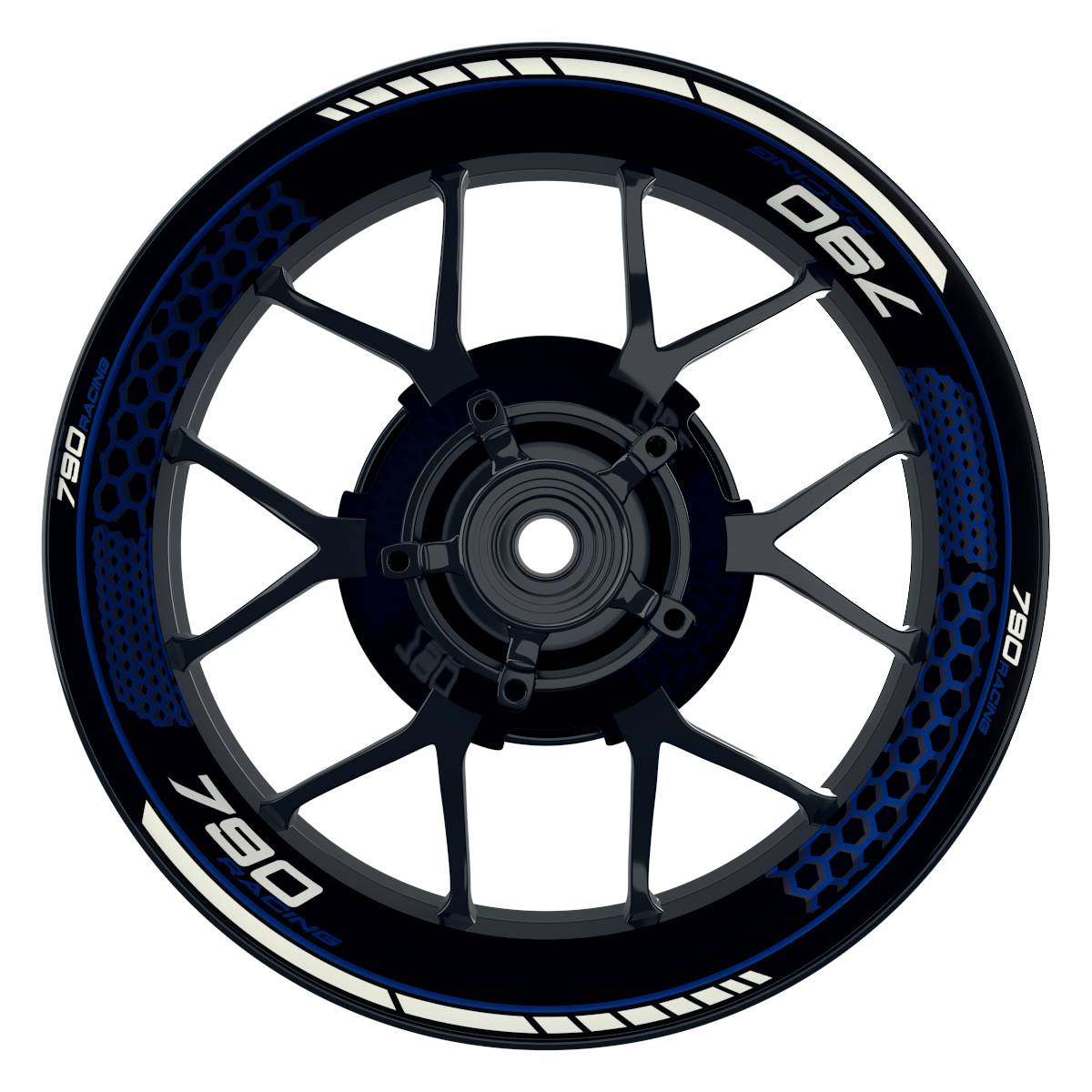 KTM 790RACING Hexagon schwarz blau Wheelsticker Felgenaufkleber