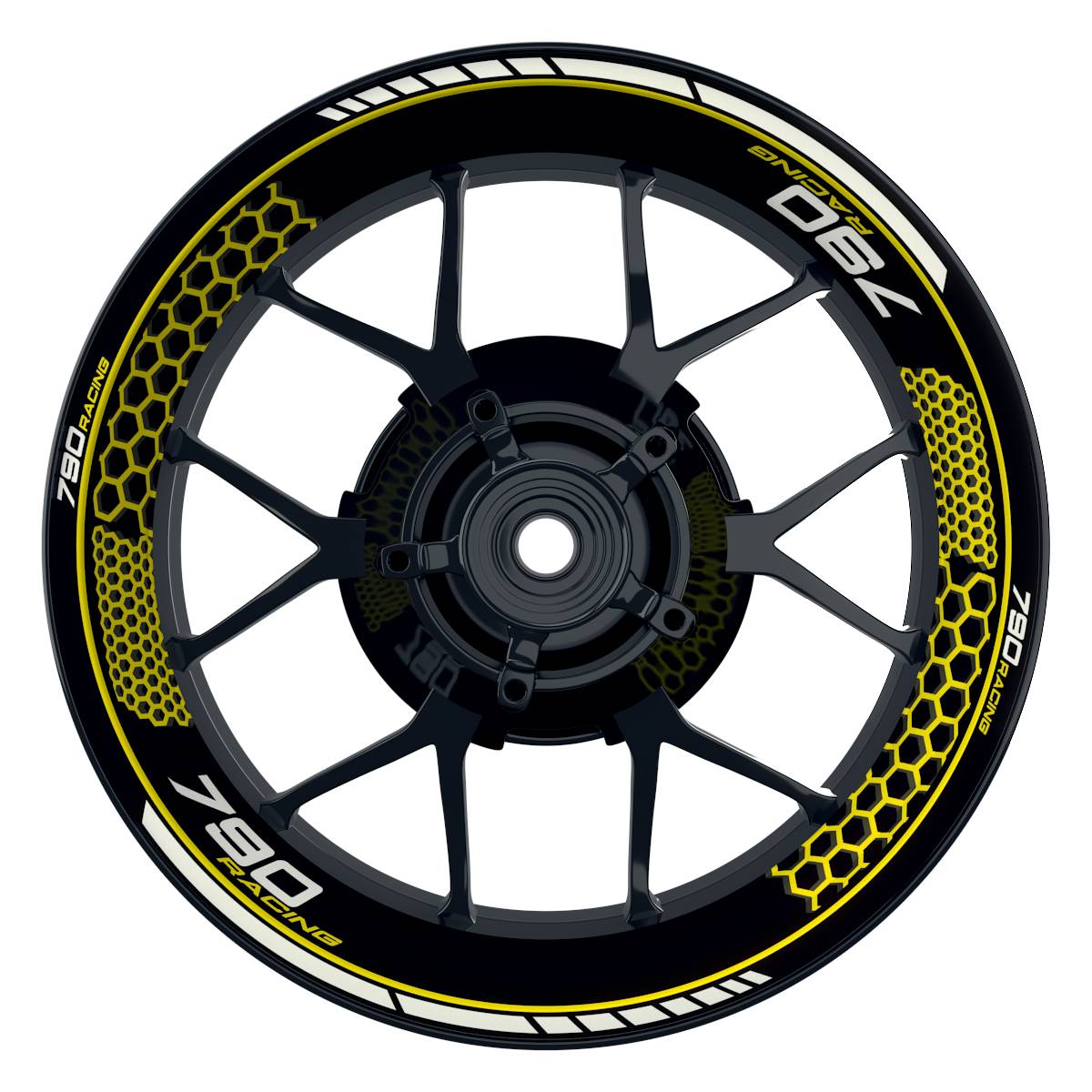KTM 790RACING Hexagon schwarz gelb Wheelsticker Felgenaufkleber