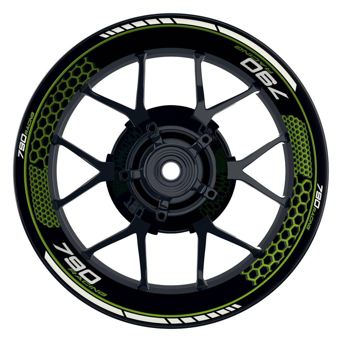 KTM 790RACING Hexagon schwarz gruen Wheelsticker Felgenaufkleber