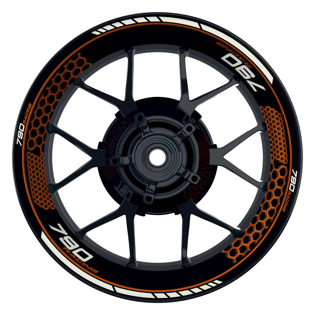KTM 790RACING Hexagon schwarz orange Wheelsticker Felgenaufkleber