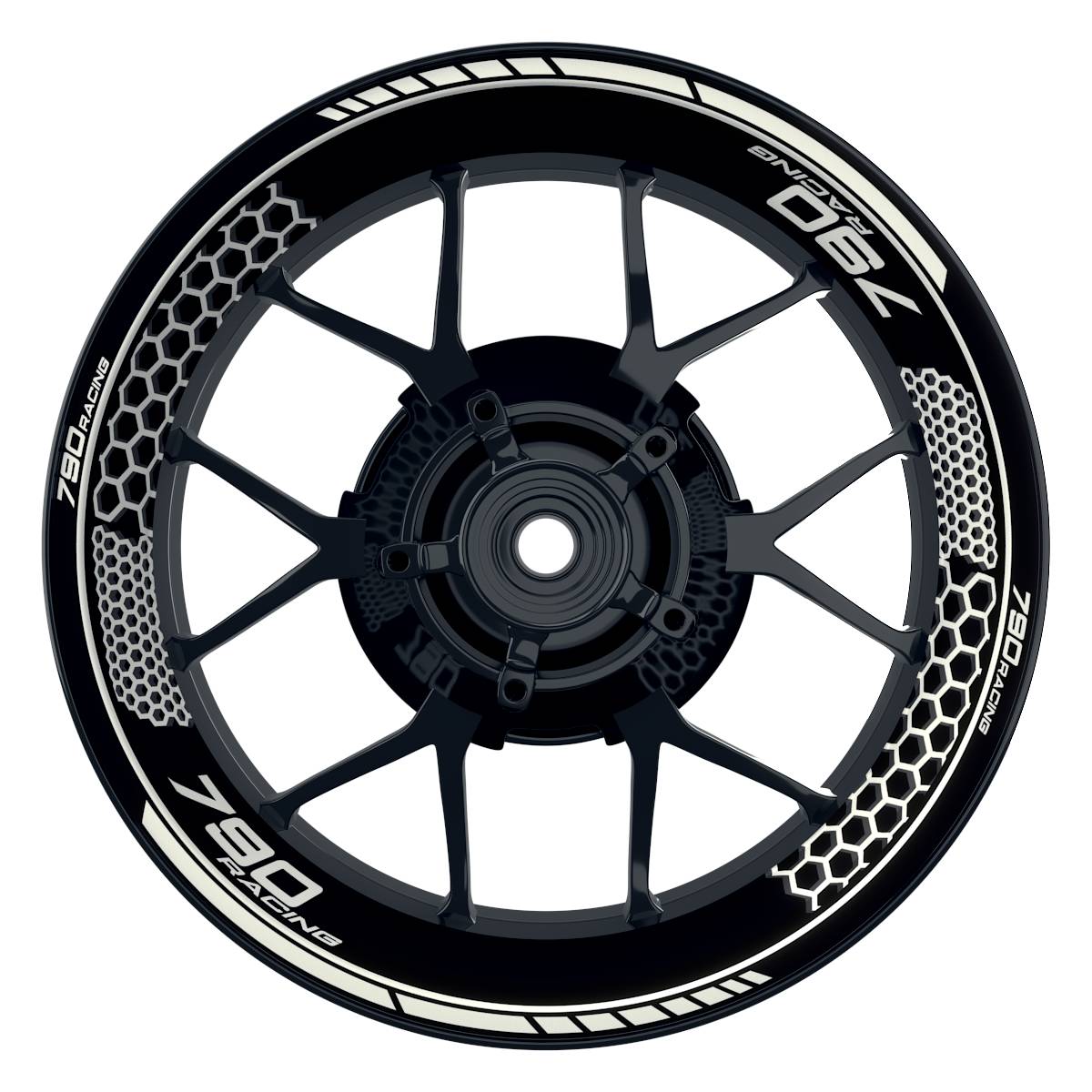 KTM 790RACING Hexagon schwarz weiss Wheelsticker Felgenaufkleber