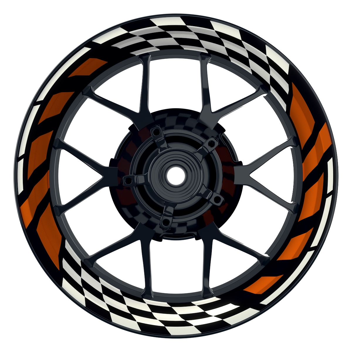 RACE schwarz orange Wheelsticker Felgenaufkleber