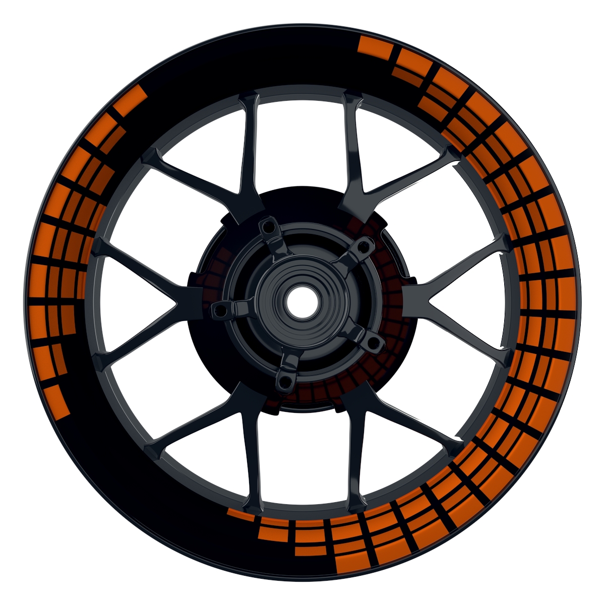 Rectangles schwarz orange Wheelsticker Felgenaufkleber