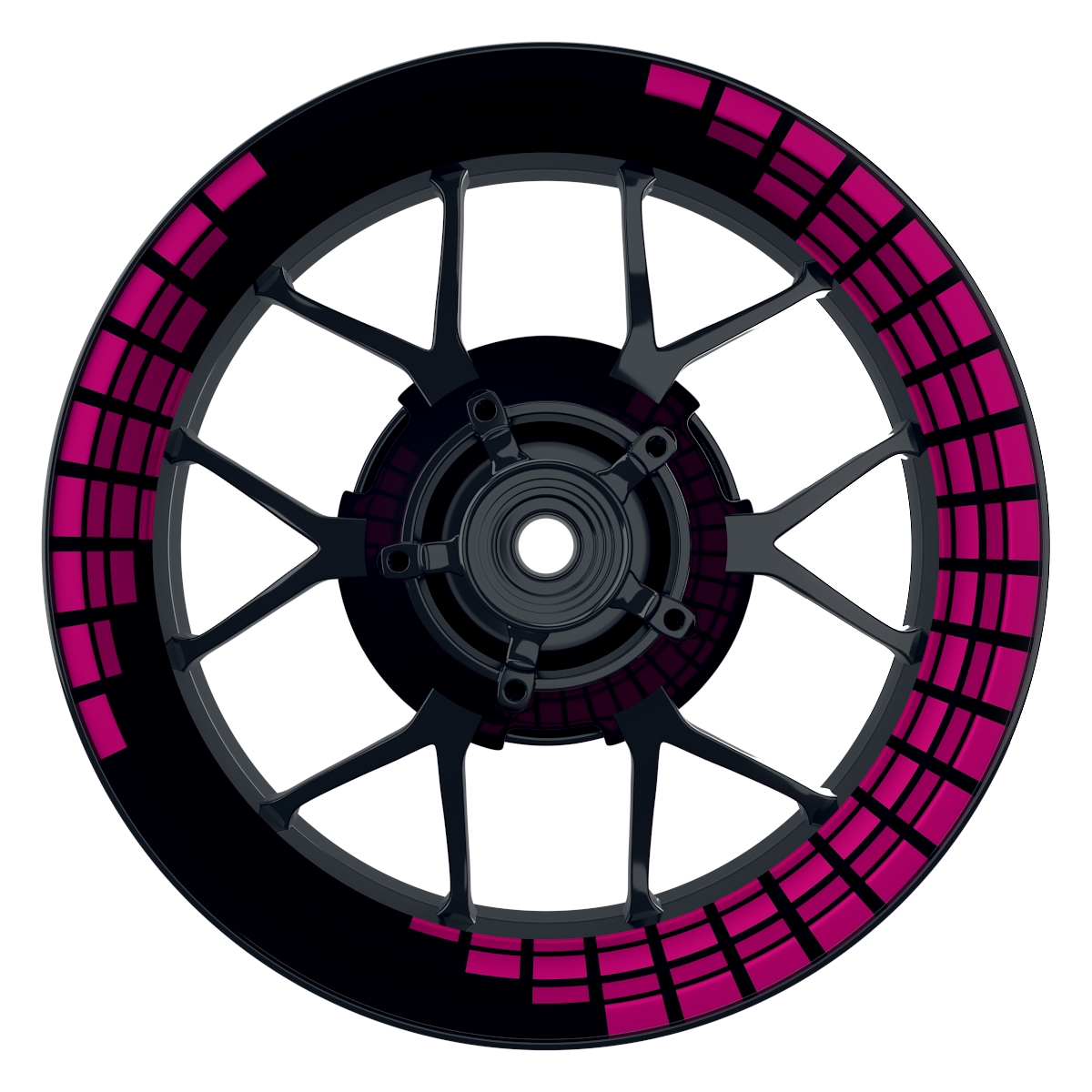 Rectangles schwarz pink Wheelsticker Felgenaufkleber