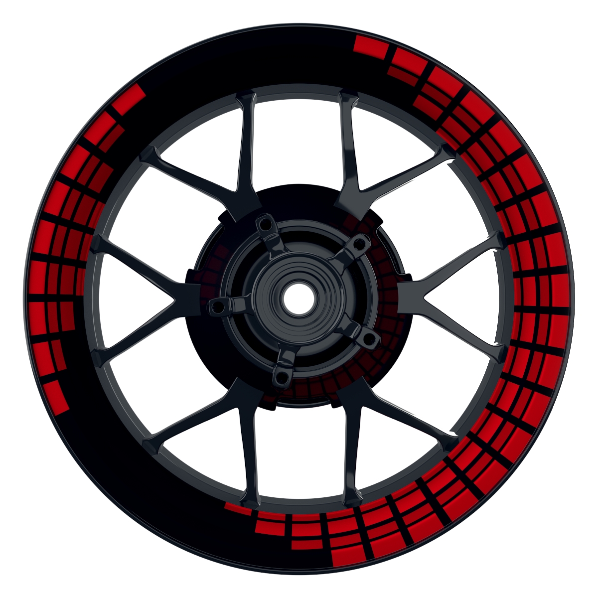 Rectangles schwarz rot Wheelsticker Felgenaufkleber