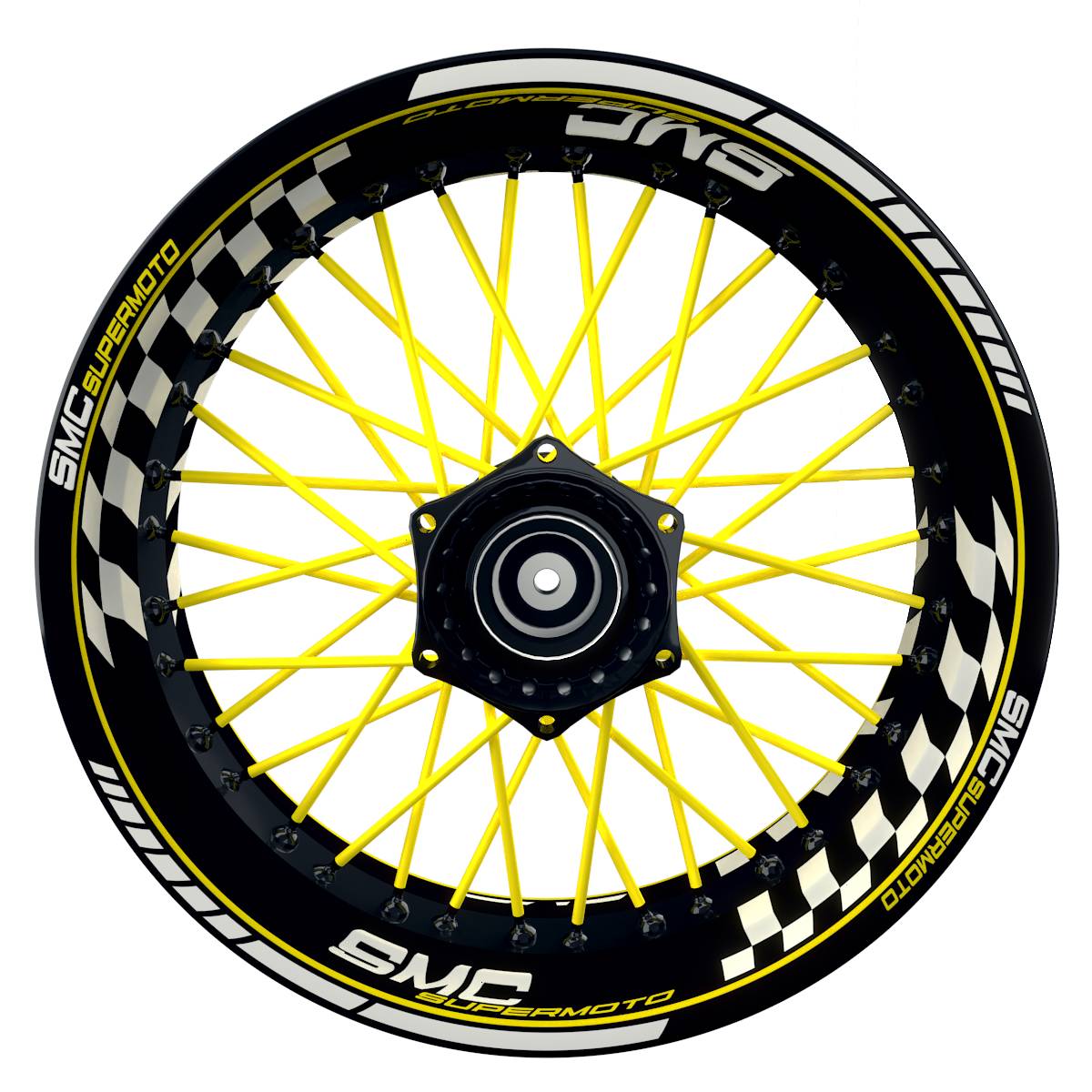 SMC Supermoto Grid schwarz gelb Wheelsticker Felgenaufkleber