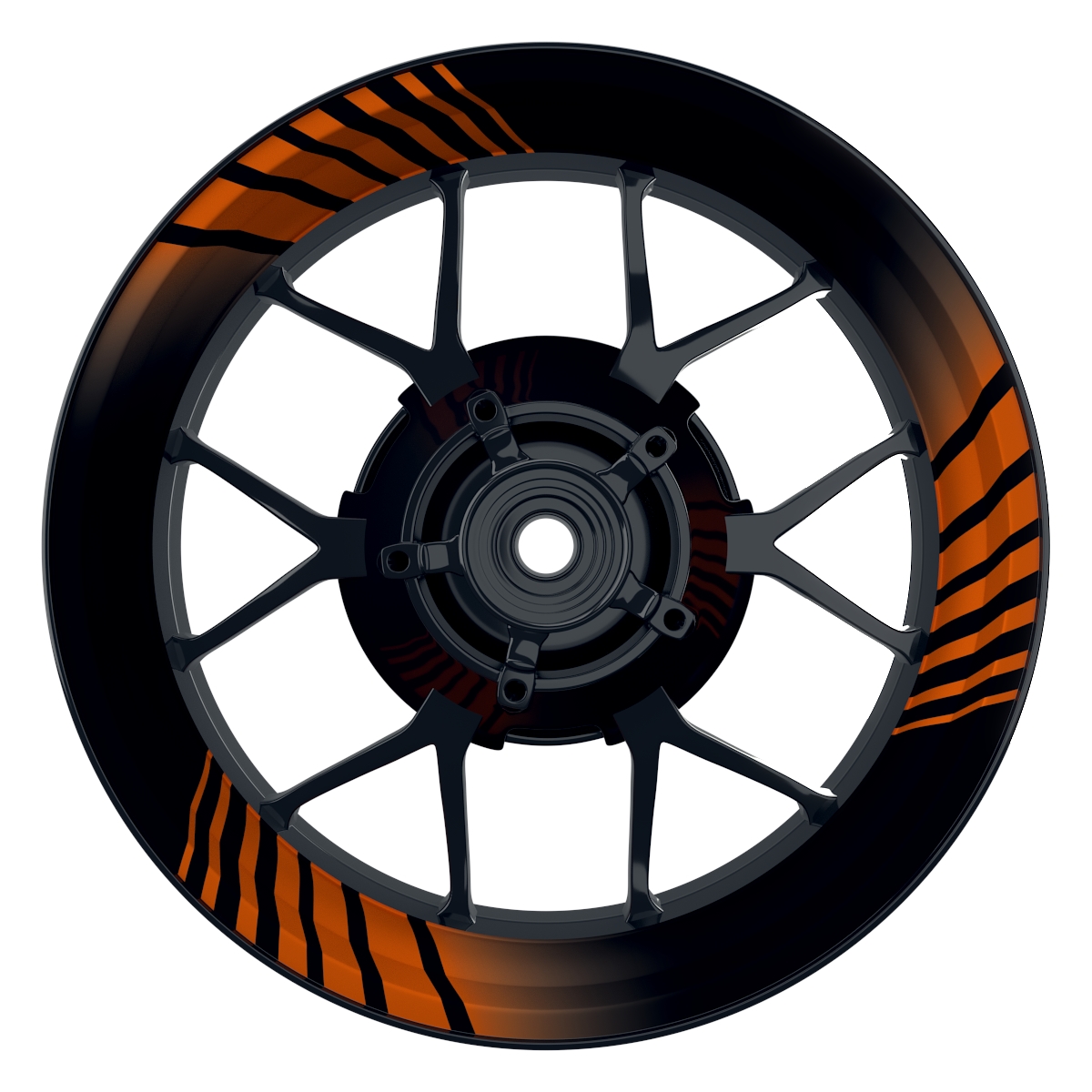Techno schwarz orange Wheelsticker Felgenaufkleber