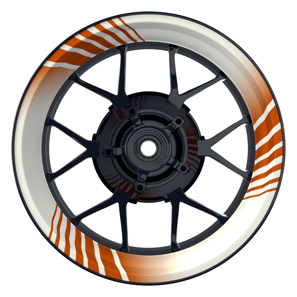 Techno weiss orange Wheelsticker Felgenaufkleber