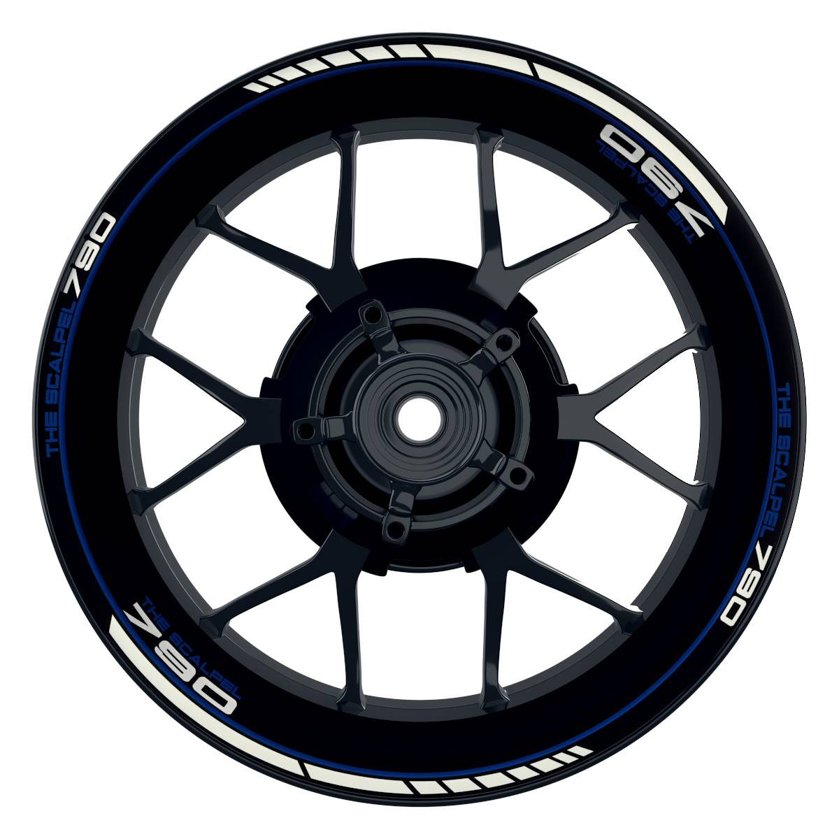THE SCALPEL 790 Clean schwarz blau Wheelsticker Felgenaufkleber