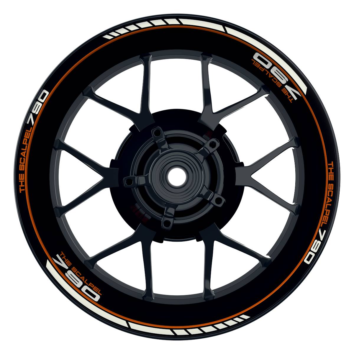 THE SCALPEL 790 Clean schwarz orange Wheelsticker Felgenaufkleber