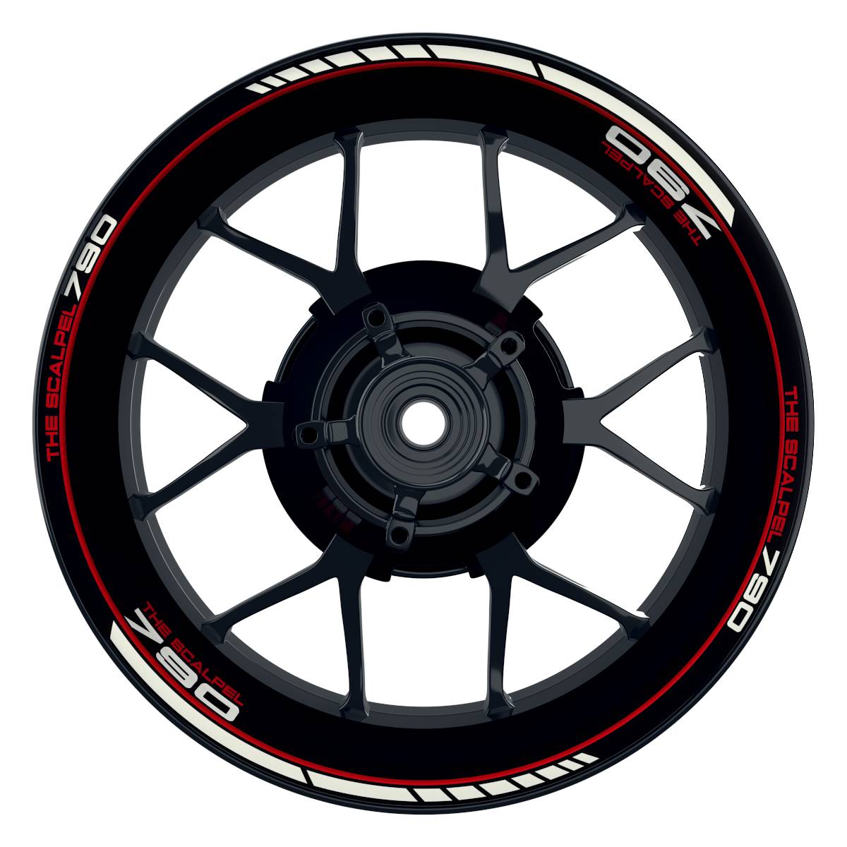 THE SCALPEL 790 Clean schwarz rot Wheelsticker Felgenaufkleber