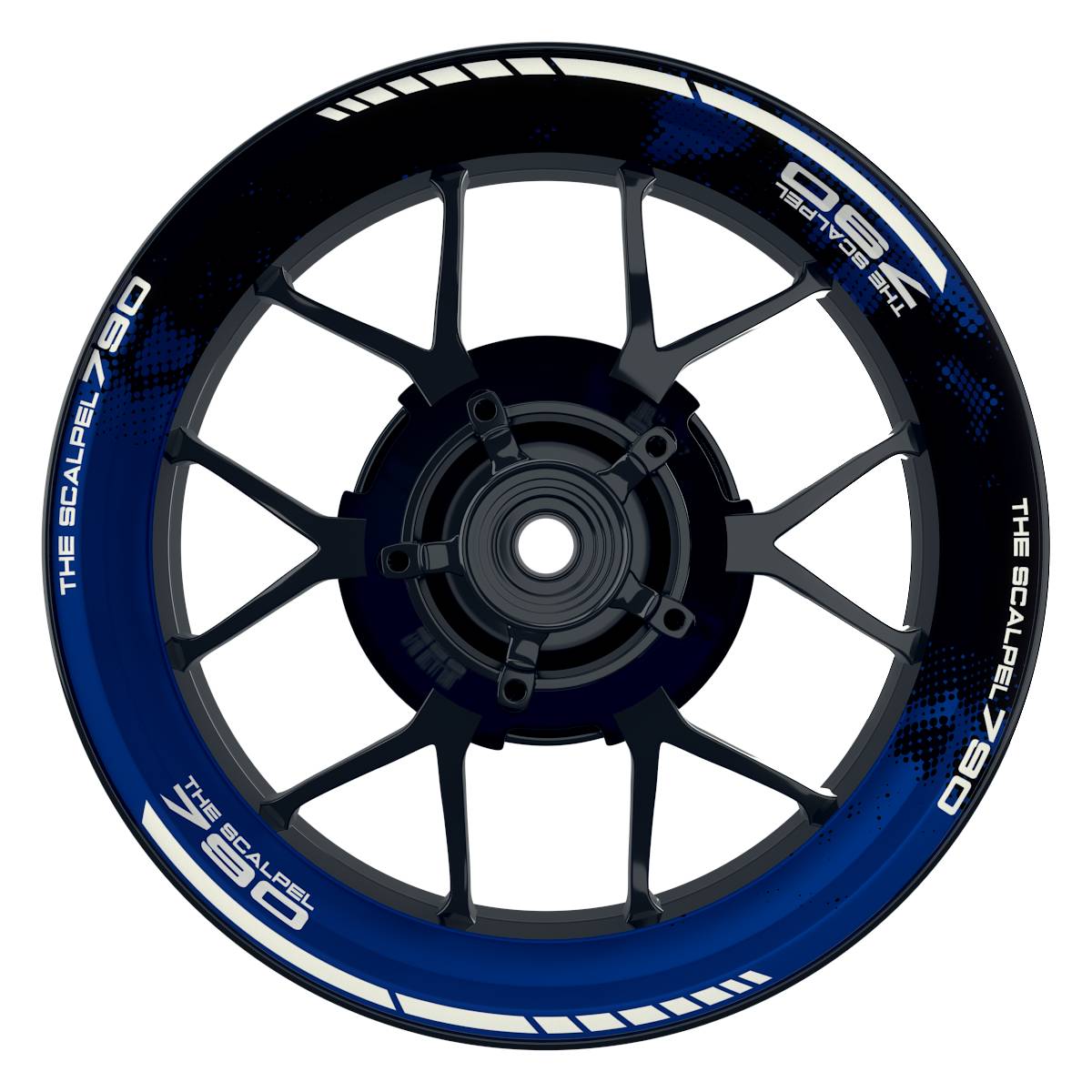 THE SCALPEL 790 Dots schwarz blau Wheelsticker Felgenaufkleber