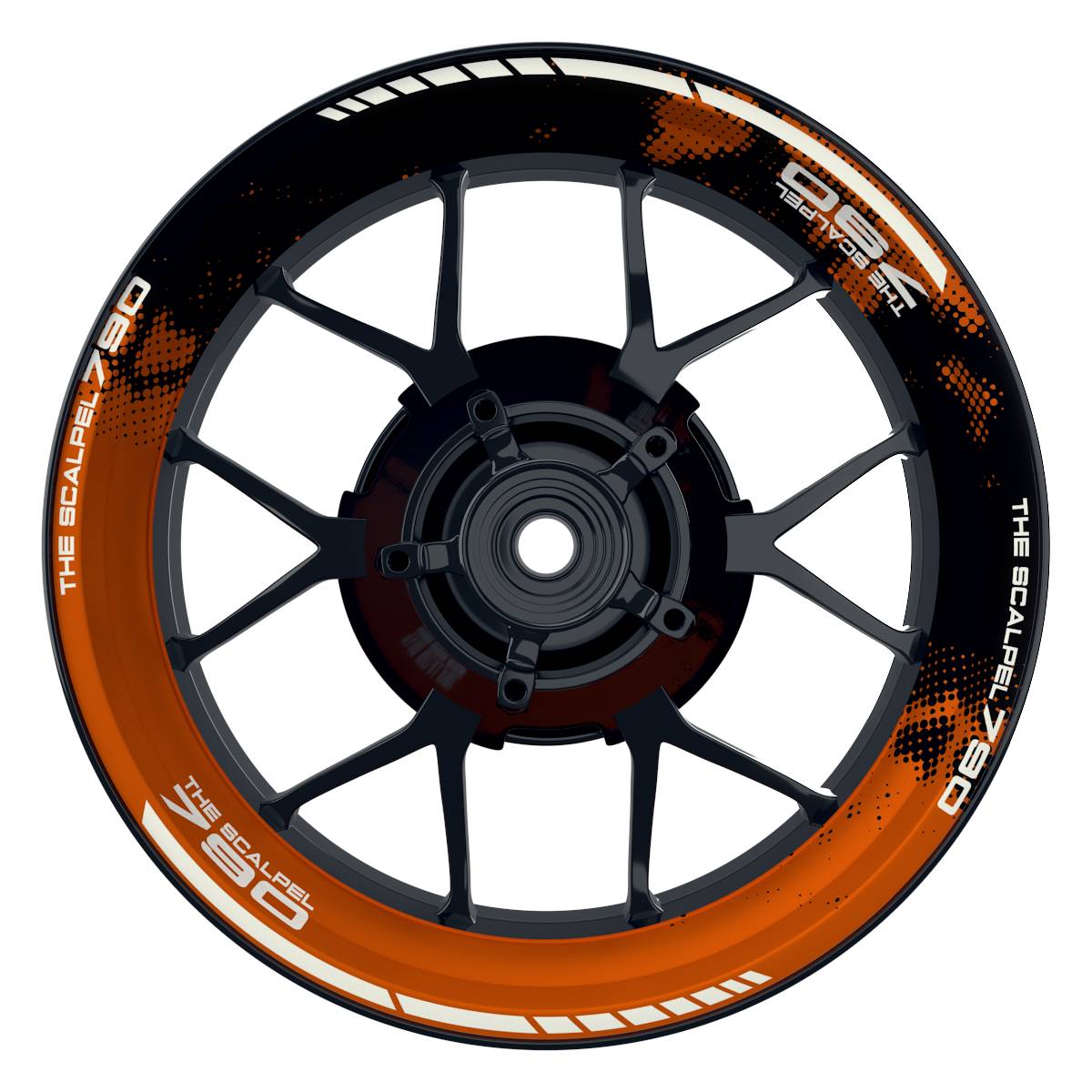 THE SCALPEL 790 Dots schwarz orange Wheelsticker Felgenaufkleber