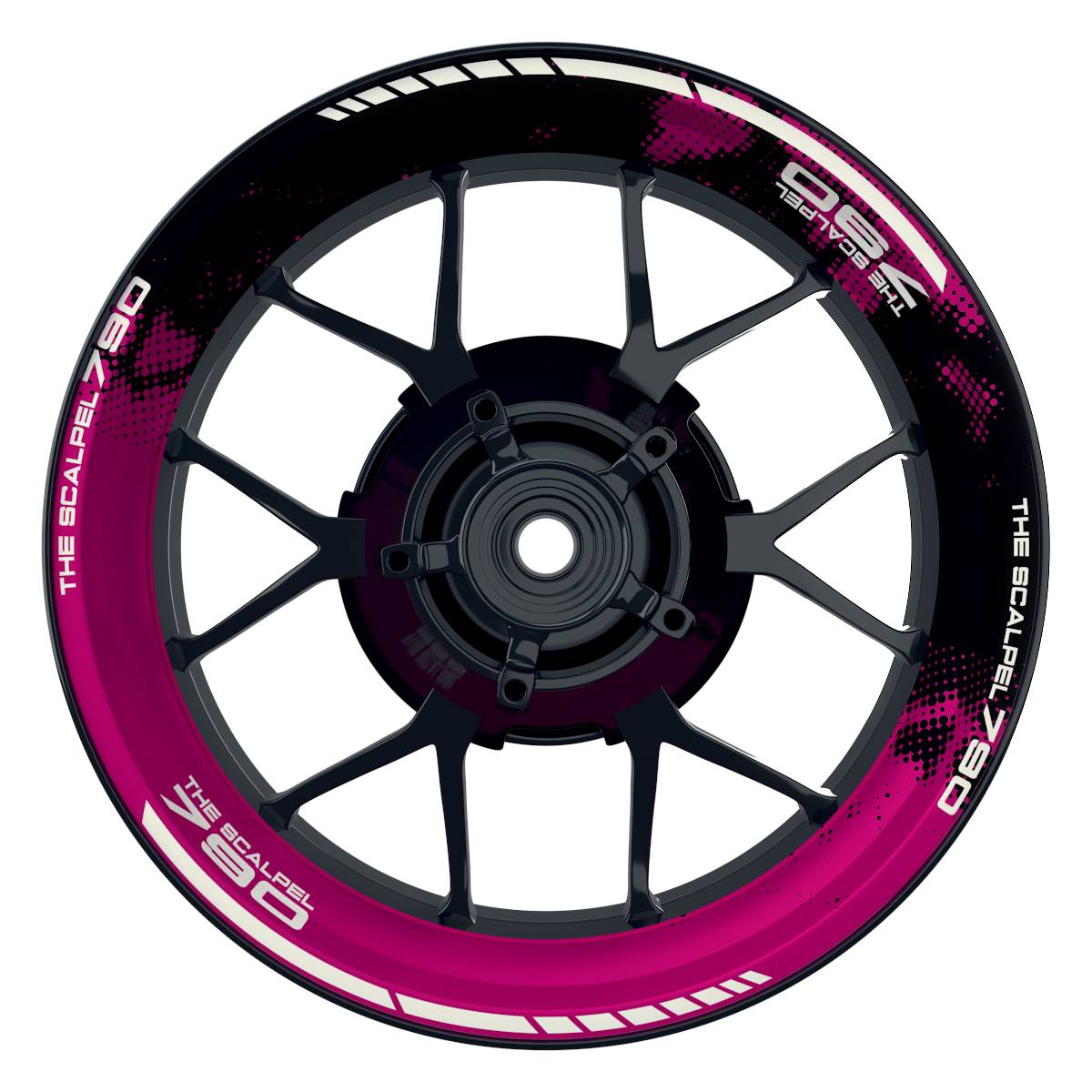 THE SCALPEL 790 Dots schwarz pink Wheelsticker Felgenaufkleber