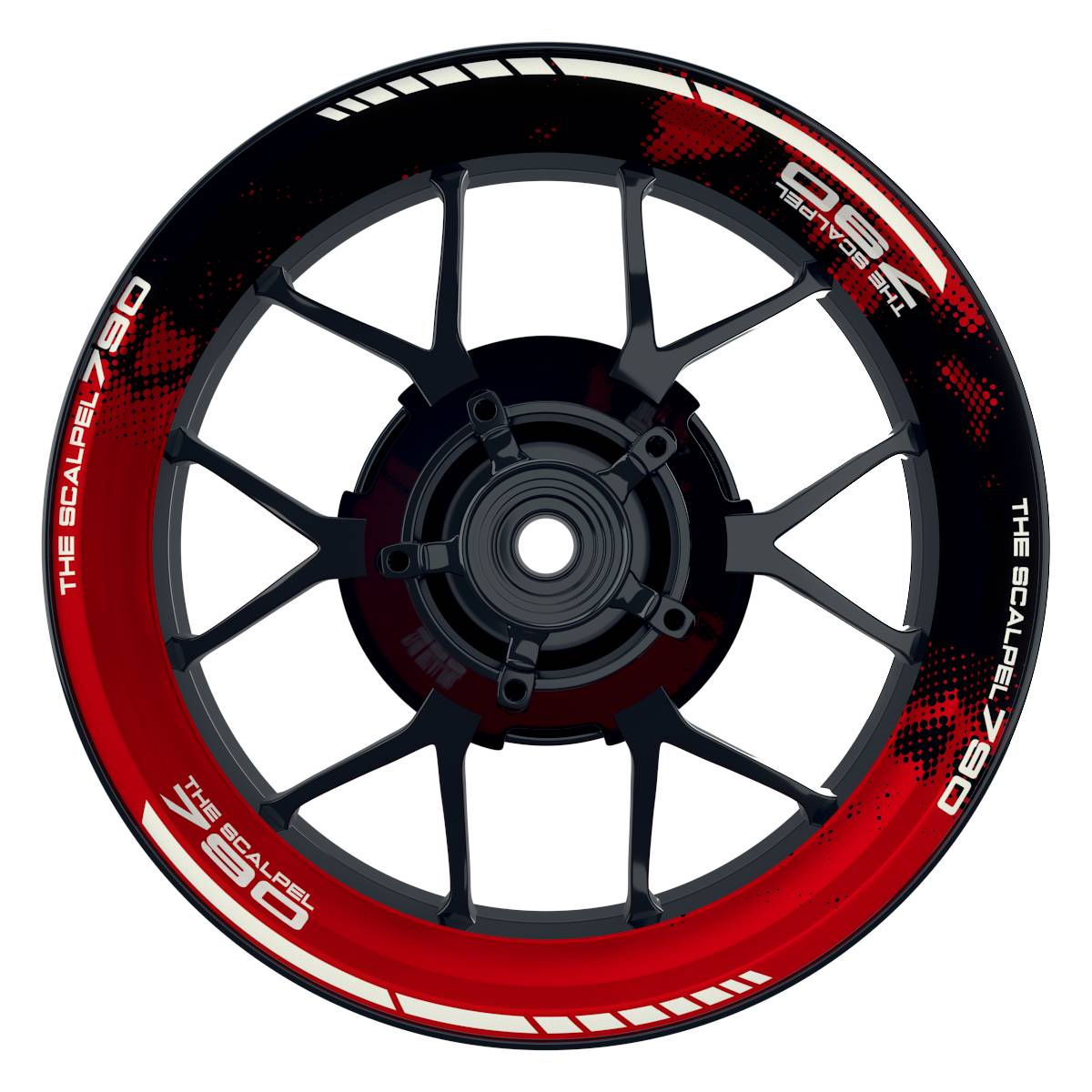THE SCALPEL 790 Dots schwarz rot Wheelsticker Felgenaufkleber