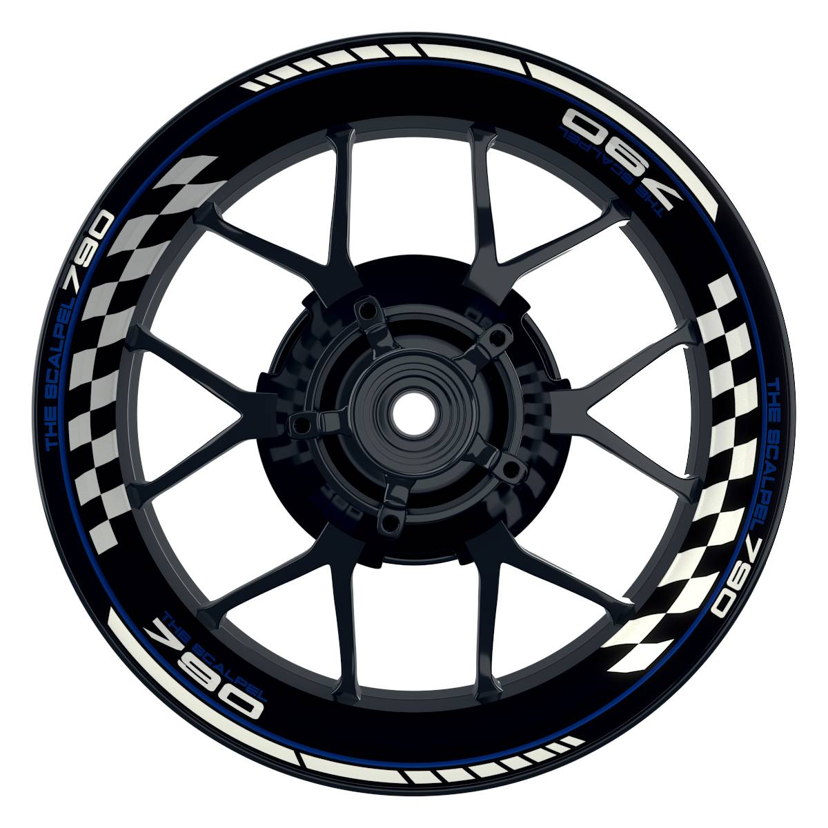THE SCALPEL 790 Grid schwarz blau Wheelsticker Felgenaufkleber