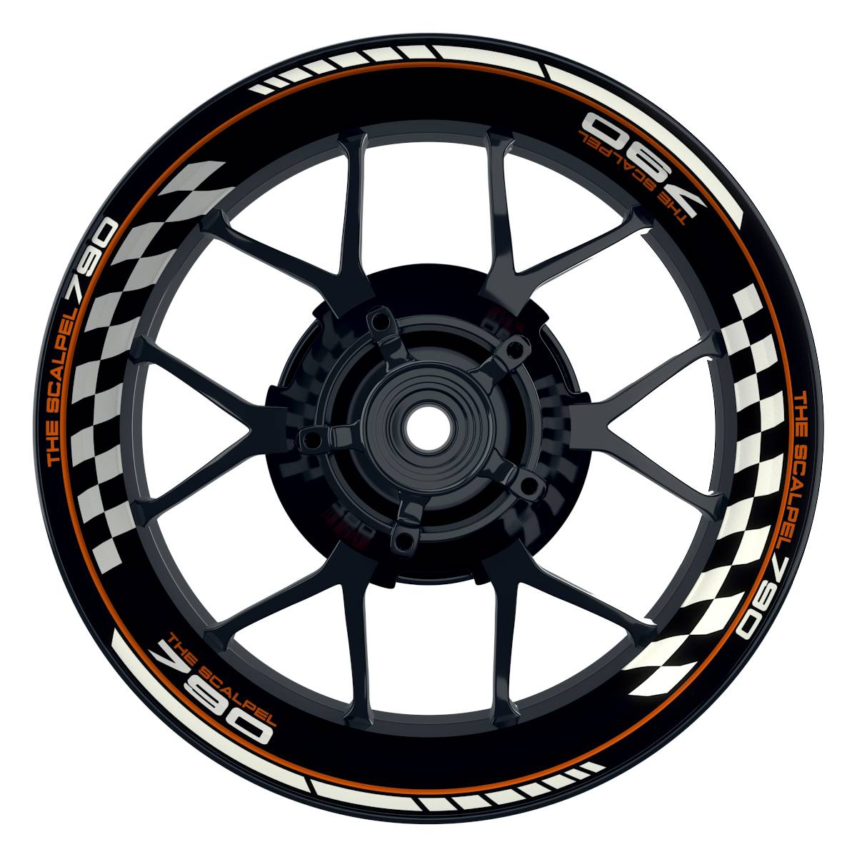 THE SCALPEL 790 Grid schwarz orange Wheelsticker Felgenaufkleber