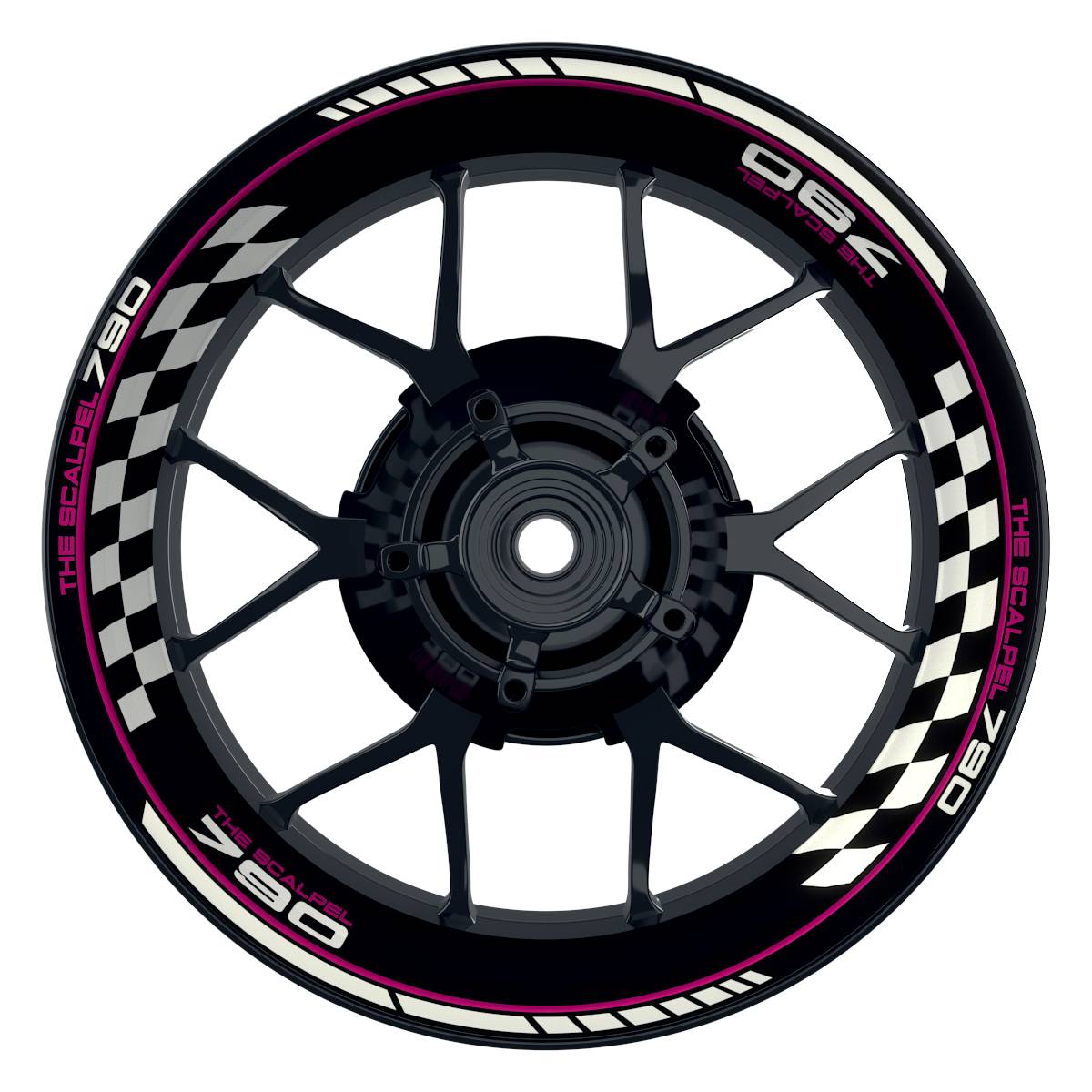 THE SCALPEL 790 Grid schwarz pink Wheelsticker Felgenaufkleber