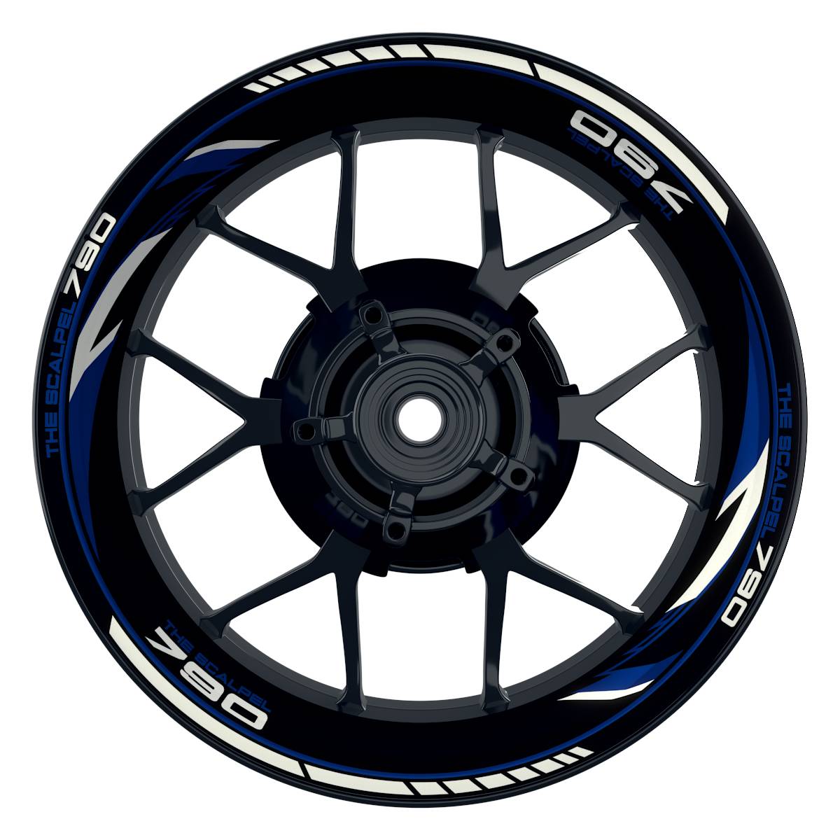 THE SCALPEL 790 Razor schwarz blau Wheelsticker Felgenaufkleber