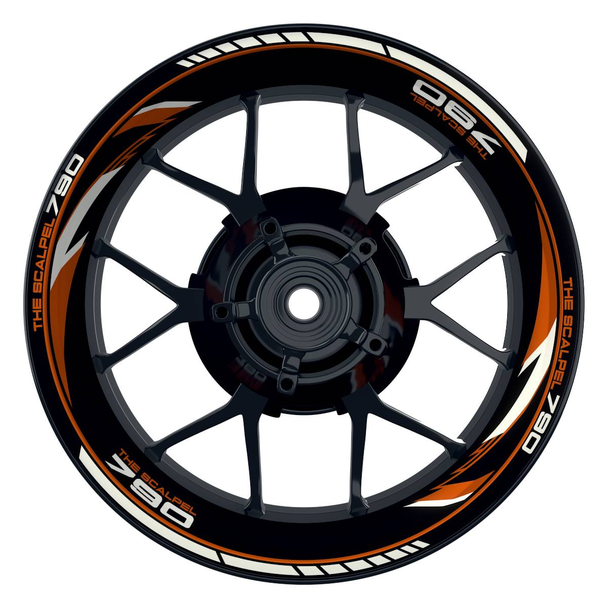 THE SCALPEL 790 Razor schwarz orange Wheelsticker Felgenaufkleber