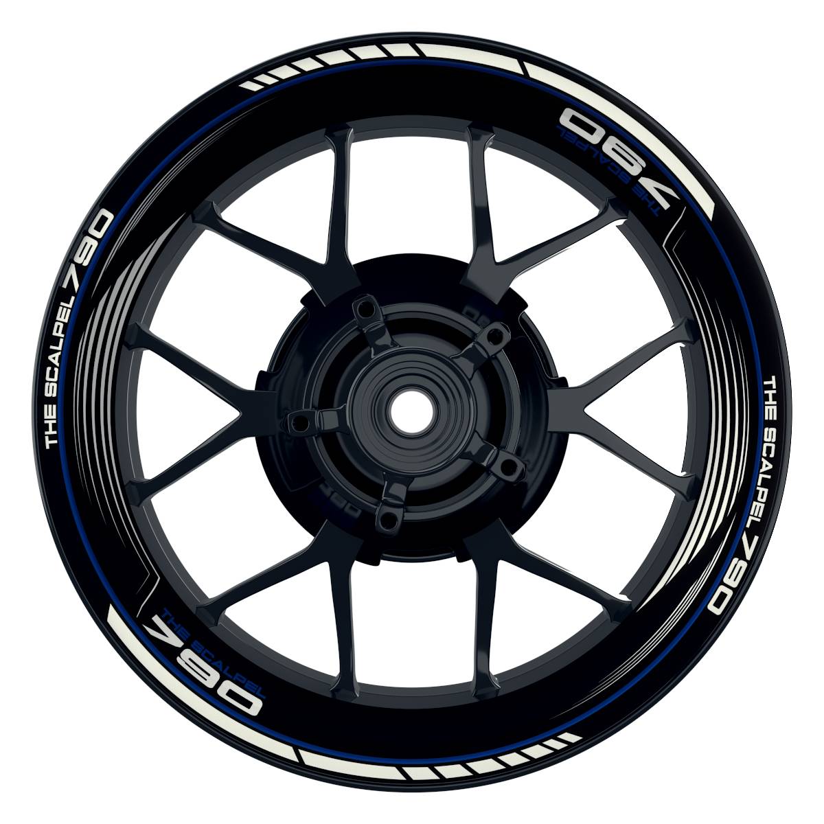 THE SCALPEL 790 SAW schwarz blau Wheelsticker Felgenaufkleber