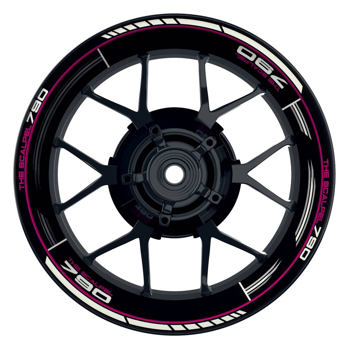 THE SCALPEL 790 Scratched schwarz pink Wheelsticker Felgenaufkleber