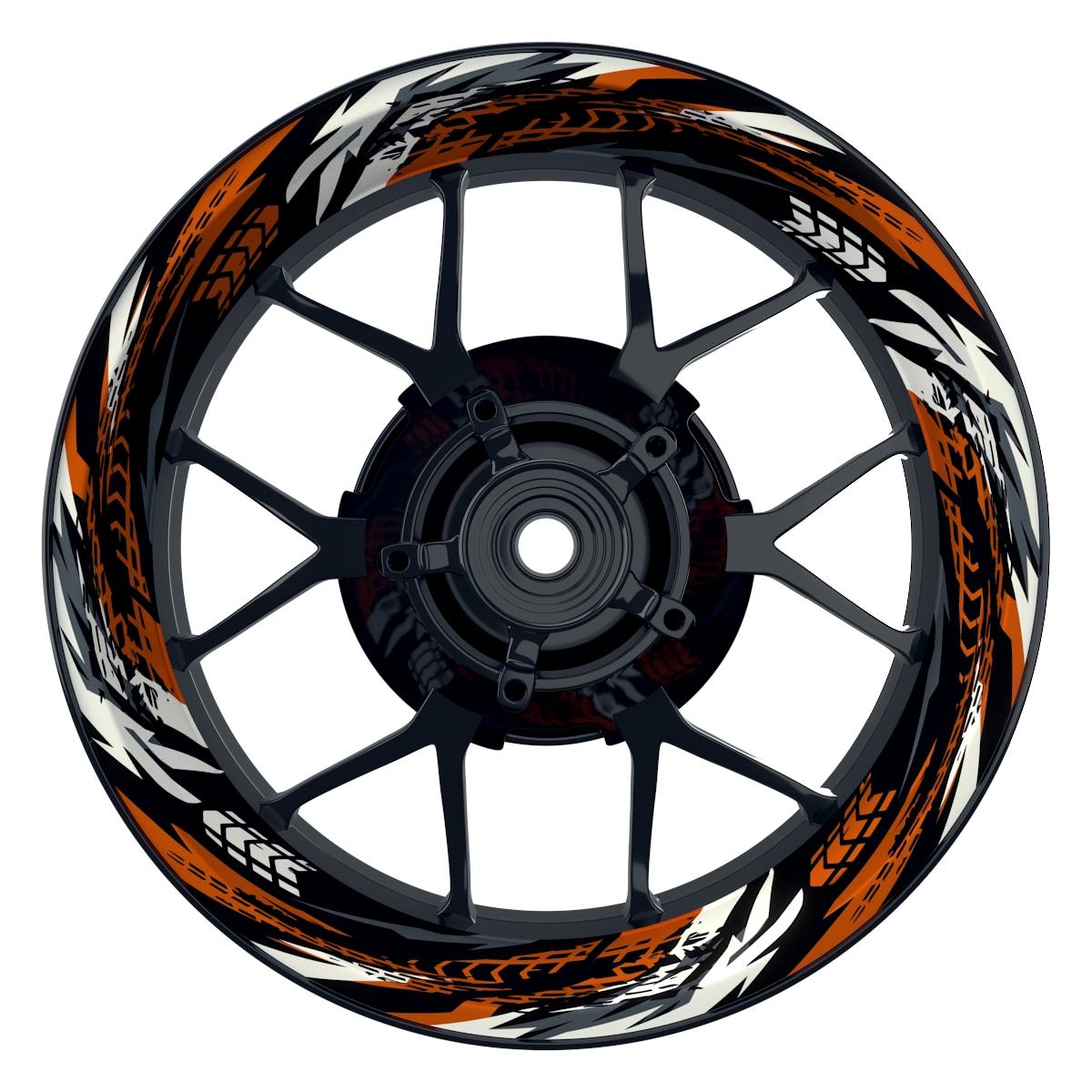 Tires schwarz orange Wheelsticker Felgenaufkleber